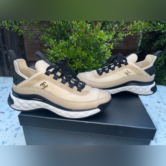 CHANEL Calfskin velvet trainers suede calfskin tpu sneaker G35617 Y53646 CC LOGO - Picture 5 of 16